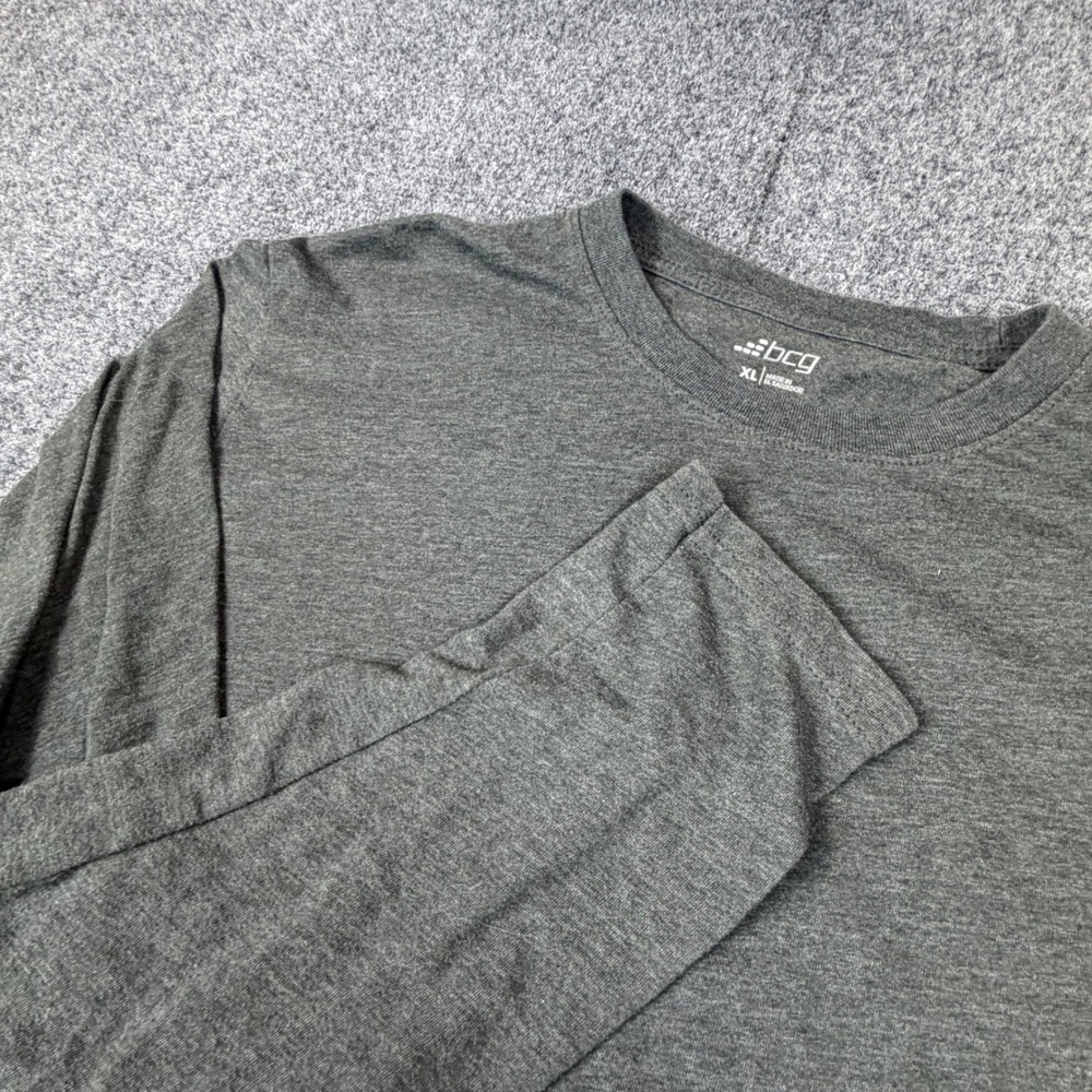 BCG Mens XL Long Sleeve Performance T-Shirt Charcoal Gray Heather Athletic Top